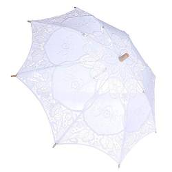 EBTOOLS – Schirm aus Spitze weiß/cremefarben, Sonnenschirm für Hochzeit, Party, Fotografie, Vintage-Dekoration weiß Bianco Large von EBTOOLS