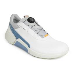 ECCO Herren 2023 M Leder Biom H4 Wasserdicht Spikeless Komfort Golfschuhe, WeiÃŸ Retro Blau, 43 EU von ECCO