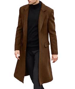 ECDAHICC Herren Casual Slim Fit Wollmantel Lange Jacke Kerbkragen Trenchcoat Einreiher Mantel Winter Warme Oberbekleidung(TA,2XL) von ECDAHICC