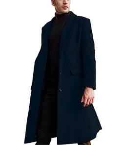 ECDAHICC Herren Casual Slim Fit Wollmantel Lange Jacke Kerbkragen Trenchcoat Einreiher Mantel Winter Warme Oberbekleidung(ZQ,2XL) von ECDAHICC