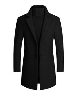 ECDAHICC Herren Winter Französisch Wolle Trench Mantel Casual Lange Erbsenmantel Premium Classic Business Anzug(BL,L) von ECDAHICC
