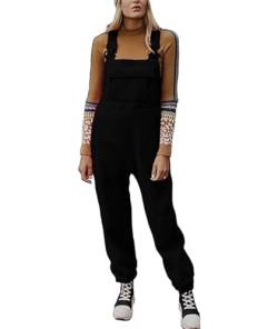 ECDAHICC Jumpsuits für Damen Lässiger Latzhose Arbeitshose Fleece Winter Warme Overalls Sporthose mit Taschen(BL,M) von ECDAHICC