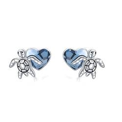Ohrringe Schildkröte Silber 925 Kleine Ohrstecker Herz Kristall Ohrringe für Mädchen Kinder Damen von ECHOOY