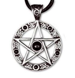 Anhänger Pentagramm Bronze schwarze Steine etNox Schmuck - Schutzamulett - Pentagrammanhänger 062 von ECHT