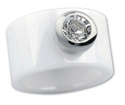 LuxXL Keramikring weiß poliert mit Kristall Stein (CR200WP), Ringgrösse:54 von ECHT