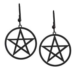 etNox hard and heavy Black Pentacle Frauen Ohrhänger schwarz Edelstahl Gothic von ECHT