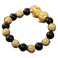 ECOLFE Armband, Geschenke für ihn, 1 Stück Feng Shui Perlenarmband Pixiu Obsidian Glücksarmband Glücksmaskottchen Amulett Armband (Sechs Söhne des Obsidian) von ECOLFE