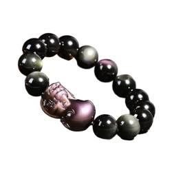 ECOLFE Armband, Geschenke für ihn, Piyao-Armband, natürlicher Regenbogen-Augen-Perlenkristall, Abwehr böser Geister, Talisman, Wohlstand, 16 mm (Color : Rainbow_14mm) von ECOLFE
