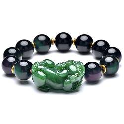 ECOLFE Armband, Geschenke für ihn, Piyao Schwarzes Paar-Armband, natürliche Hetian-Jade, Schwarze Obsidian-Perle, handgewebte Schnur, Liebe, B (Color : A) von ECOLFE