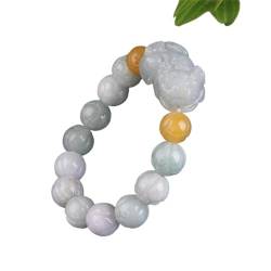 ECOLFE Perlen Armbänder, Feng Shui Lucky Pixiu Charm Jadeit Balance Armband Geschnitzte Lotusblumen Smaragd Perlen Urlaub Armreif Amulett Geld anziehen Wohlstand Glück, Pixiu (Color : Pixiu) von ECOLFE