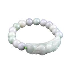 ECOLFE Perlen Armbänder, Feng Shui Lucky Pixiu Charm Smaragd Balance Weißes Armband Jadeit Perlen Armreif Urlaub Schmuck Reichtum Amulett Geld anziehen Wohlstand Glück (Color : White) von ECOLFE