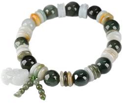 ECOLFE Perlen Armbänder, Natürliches Feng Shui-Kristall-Reichtumsarmband, Glücks-Pixiu-Charm, Chakra-Balance-Armband, Smaragd-Schmuck, Amulett, Geld anziehen, Wohlstand, Glück, Pixiu von ECOLFE