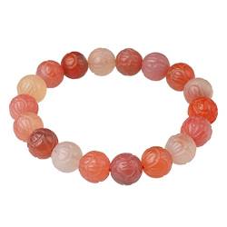 Reichtum-Wohlstand-Charme-Armband, Natürliches Lotus-geschnitztes Armband, Bonbonfarben, Reichtum, Amulett, Quarz, spirituell, süßer Charme, Edelsteine, viel Glück, Geschenk for Kinder, 10 mm (Color von ECOLFE