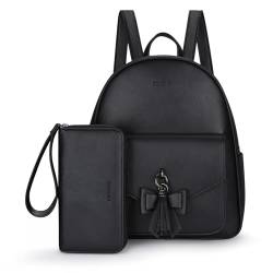 ECOSUSI Damen Rucksack Pu Leder Schultasche Klein Wasserdichte Reise Tagesrucksack für Mädchen 3 Stück von ECOSUSI