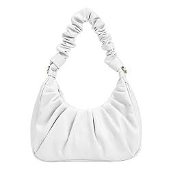 ECOTISH Damen Umhängetasche Bag Umhängetasche Kleine Schultertasche Tasche PU Leder Handtaschen Elegant Clutch Geldbörse Crossbody Bag für Hochzeit Party (Weiß) von ECOTISH