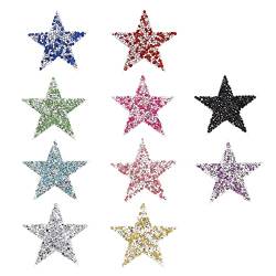 ECSiNG 20 Stück Stern Patches Kristall Sterne Patches Strass Sterne Bestickter Aufnäher Bunte Stern Applique Patches Kleidungszubehör für Jeans Jacken, mehrfarbig, 6 cm von ECSiNG