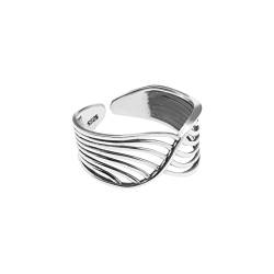 ECSiNG 925 Sterling Silber Verstellbarer Offener Ring Mobius Wave Ring Einfacher Vintage Eleganter Fingerring Daumenring Schwanzring Zehenring Schmuck für Männer Frauen von ECSiNG