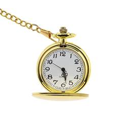 ECSiNG Klassische Quarz Taschenuhr Glatt poliert römische Ziffern mit dünner Kette Geschenk für Männer Frauen Geburtstag Valentinstag Gold von ECSiNG