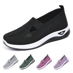 Gewebte orthopädische atmungsaktive weiche Damenschuhe, Diabetikerschuhe for Frauen for Spazierengehen, Slip-on-Schaum-Mesh-Schuhe, Slip-on-Schaum-Mesh-Schuhe (Color : Black, Size : 6.5Wide) von EDAT