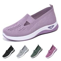 Gewebte orthopädische atmungsaktive weiche Damenschuhe, Diabetikerschuhe for Frauen for Spazierengehen, Slip-on-Schaum-Mesh-Schuhe, Slip-on-Schaum-Mesh-Schuhe (Color : Purple Light, Size : 6.5Wide) von EDAT