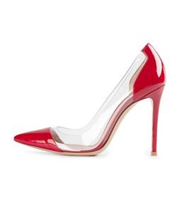 EDEFS 100mm Damen Pumps Stieletto High Heels in Lack Rote Größe EU37 von EDEFS