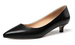 EDEFS Damen 3,5 cm Kitten Absatz Pumps Elegante Spitze Zehen Kleid Büro Schuhe Matt schwarz Größe EU37 von EDEFS
