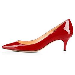 EDEFS Damen 6.5CM Kitten Heel Pumps Spitz Abendkleid Party Schuhe Rot Größe EU40 von EDEFS