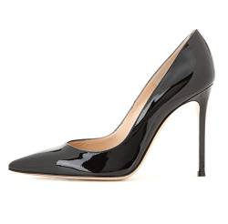 EDEFS Damen Basic Pumps Party Stilettos Lack Schwarz Schuhe für Abschlussball Hochzeit Größe EU38 von EDEFS