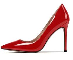 EDEFS Damen Comfort Fashion Pumps 100mm High Heel Basic Pumps Klassisches Abendschuhe Rote EU41 von EDEFS