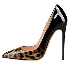 EDEFS Damen High Heels Stilettos Slip-on Pumps Spitze Zehen Sexy Übergröße Schuhe Leopard Größe EU36 von EDEFS