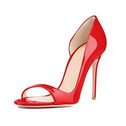 EDEFS Damen Peep Toe Sandalen Offener Zehen High Heels d'Orsay Sommer Schuhe Rot Größe EU40 von EDEFS