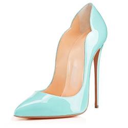 EDEFS Damen Pointed Toe Pumps Slip On High Heels Elegant Stiletto Schuhe Blau Größe EU39 von EDEFS