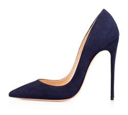 EDEFS Damen Spitze Pumps Stiletto High Heels Schuhe Party Abendschuhe Hochzeit Navy Größe EU43 von EDEFS