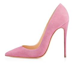 EDEFS Damen Spitze Pumps Stiletto High Heels Schuhe Party Abendschuhe Hochzeit Pink Größe EU37 von EDEFS