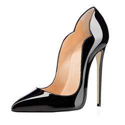 EDEFS Damen Spitze Zehe Schuhe 120mm High Heel Pumps Hohen Absätzen Geschlossen Abendschuhe Schwarz Größe EU39 von EDEFS