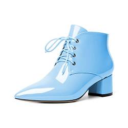 EDEFS Damen Stiefel Klassische Frauen Stiefeletten Reißverschluss Spitze Zehenkappe Komfort Winter Schuhe Hellblau EU43 von EDEFS