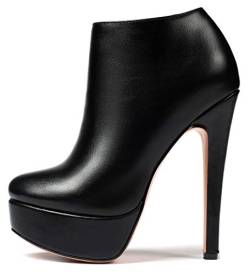 EDEFS Damen Stiefeletten Ankle Boots,Damen Kurzschaft Stiefel,Matte Black EU46 von EDEFS