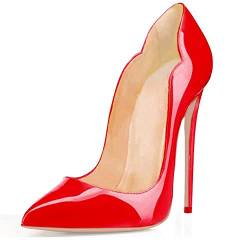 EDEFS Damenschuhe Mode High Heels Spitze Zehe Stilettos Pumps Cut Out Rot EU38 von EDEFS