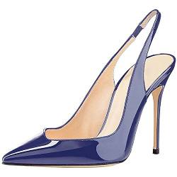 EDEFS Spitz Pumps Slingback Hoher Absatz Pointed Toe Blau Schuhe Größe EU39 von EDEFS