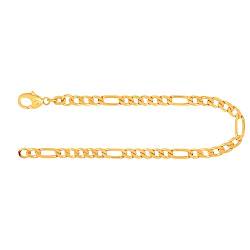 EDELIND 14K / 585 Gold Armband Herren Damen 4.3mm Bracelet Figarokette diamantiert Gliederung 5+1 Gelbgold L 18,7cm Armkette inkl Schmuck Geschenk Box von EDELIND