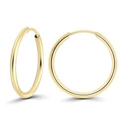 EDELIND 585 Creolen Gold 25mm Breite 1,5mm Hoop Ohrringe Set 14 K Gelbgold Basic Ohrschmuck Damen Herren Ohrringe Echtgold mit Schmuck Geschenk Box von EDELIND