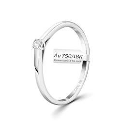 EDELIND 750 Verlobungsring Damen 0,05 Ct Solitär Diamant Ring aus Weißgold Ø 50 mm Ideal für Verlobung oder Geschenk Solitärring in exquisiter Geschenkbox von EDELIND