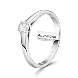 EDELIND 750 Verlobungsring Damen 0,20 Ct Solitär Diamant Ring aus Weißgold Ø 53 mm Ideal für Verlobung oder Geschenk Solitärring in exquisiter Geschenkbox von EDELIND