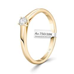 EDELIND 750 Verlobungsring Damen Goldener Solitär Diamant Ring 0,10Ct Ø49 750/18 K Gelbgold Echtgold Stilvolles Geschenk für Frauen mit Geschenkbox von EDELIND