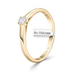 EDELIND 750 Verlobungsring Damen Goldener Solitär Diamant Ring 0,10Ct Ø51 750/18 K Gelbgold Echtgold Stilvolles Geschenk für Frauen mit Geschenkbox von EDELIND