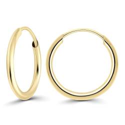 EDELIND Creolen 13 mm 333 Gold Feine Ohrringe für Damen Mädchen Breite 1,3mm Hoop Ohrringe Klein 8 Karat Gold Basic Ohrschmuck mit Schmuck Geschenk Box Made in Germany von EDELIND