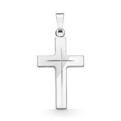 EDELIND Kreuz-Anhänger gesandelt/glanz/diam. 585 Echtgold für Herren Damen, Goldanhänger 14 Karat Weißgold Höhe 21 mm, Kettenanhänger mit Schmuck Geschenk Box von EDELIND