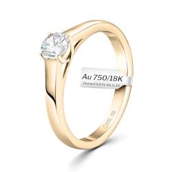 EDELIND Verlobungsring 750 Gelbgold GIA Zertifiziert 0,40 Ct Solitär Diamantring Ø 52 mm Goldring für Damen mit Diamanten Brillanten mit Schmuck Geschenkbox von EDELIND