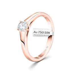 EDELIND Verlobungsring 750 Rotgold GIA Zertifiziert 0,30 Ct Solitär Diamantring Ø 49 mm Goldring für Damen mit Diamanten Brillanten mit Schmuck Geschenkbox von EDELIND