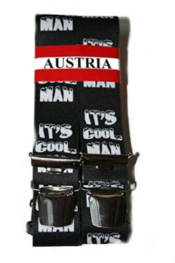 EDERER IT´S-COOL-MAN Hosenträge AUSTRIA-ÖSTERREICH - VIENNA-WIEN im IT`S-COOL-MAN-Design 35mm Breit in H-Form mit 4 extra starken Clips/It`sCoolMan schwarz P-001 von EDERER
